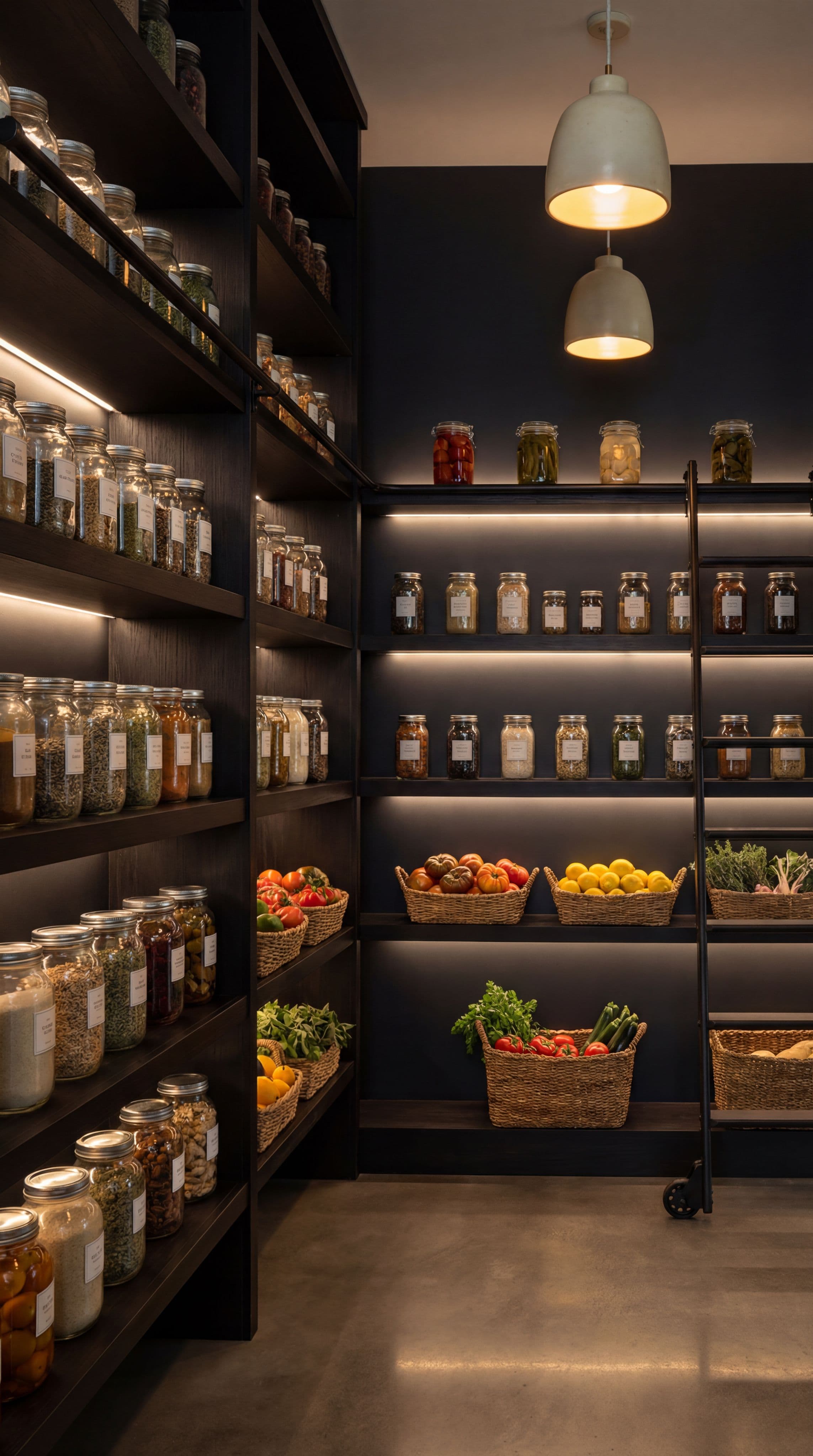 Despensa organizada com ingredientes frescos